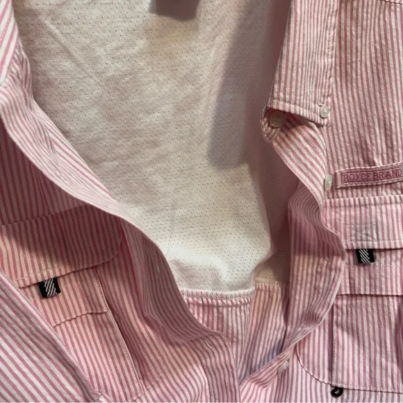 Royce Brand Pink & White Seersucker Long-Sleeve Ventilated Shirt, Size Large - Picture 8 of 8
